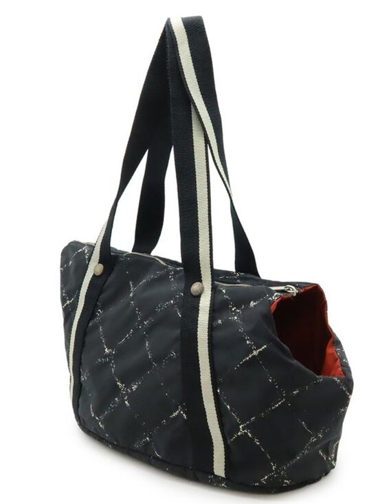 Chanel Travel Line Dog Carrier Pet Carry Tote Bag Cat Nylon Black Red - Picture 2 of 8